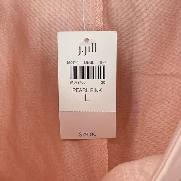 J. Jill Linen Stretch Pull On Elastic Waist Cropped Pants Women Large Pearl Pink - Picture 7 of 7